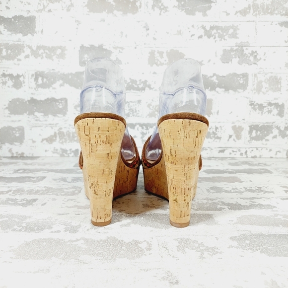 New Veronica Beard Dali Multi Woven Raffia Leather Cork Wedge Sandals K729 - Picture 5 of 11
